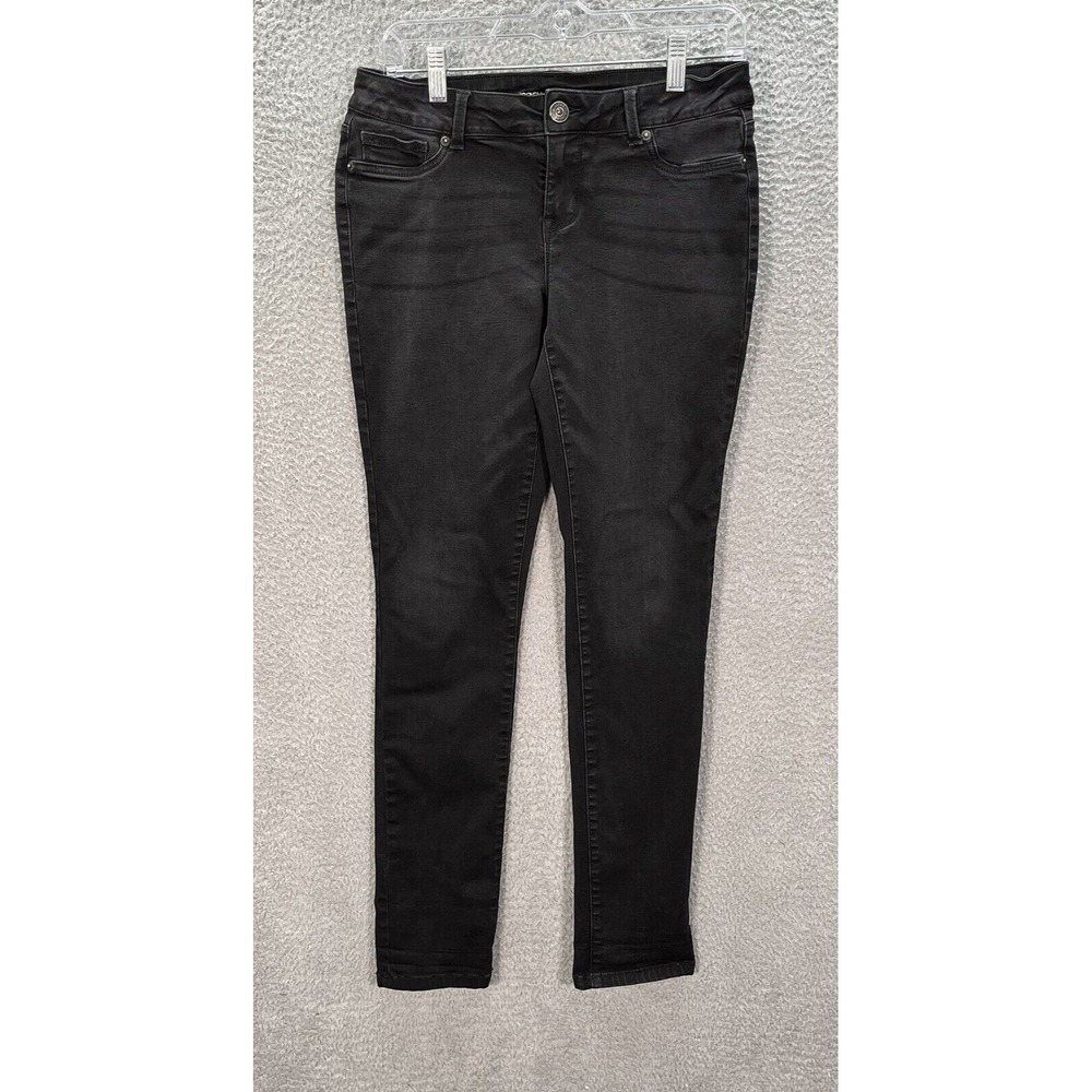 Maurices Jeans Womens Medium Black Denim Low Rise Slim Stretch Preppy Casual